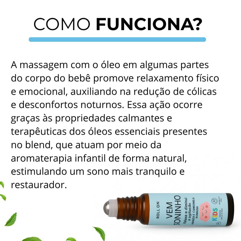 Aromaterapia Infantil Óleos Essenciais - ATÉ 12H DE SONO