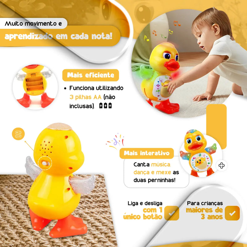 Pato Dançante Brinquedo Musical Dança Anda Mexe Luz E Som
