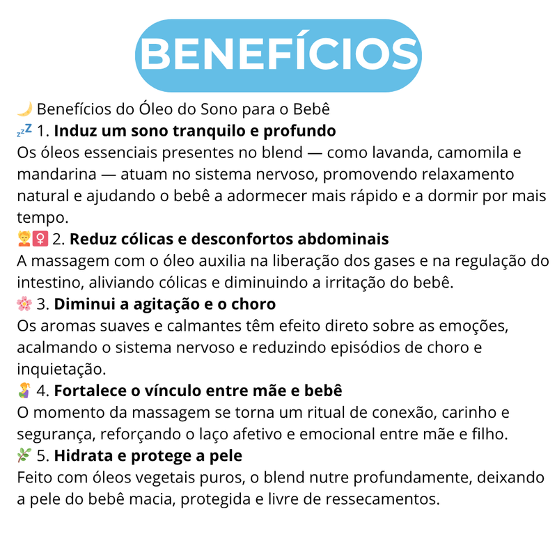 Aromaterapia Infantil Óleos Essenciais - ATÉ 12H DE SONO