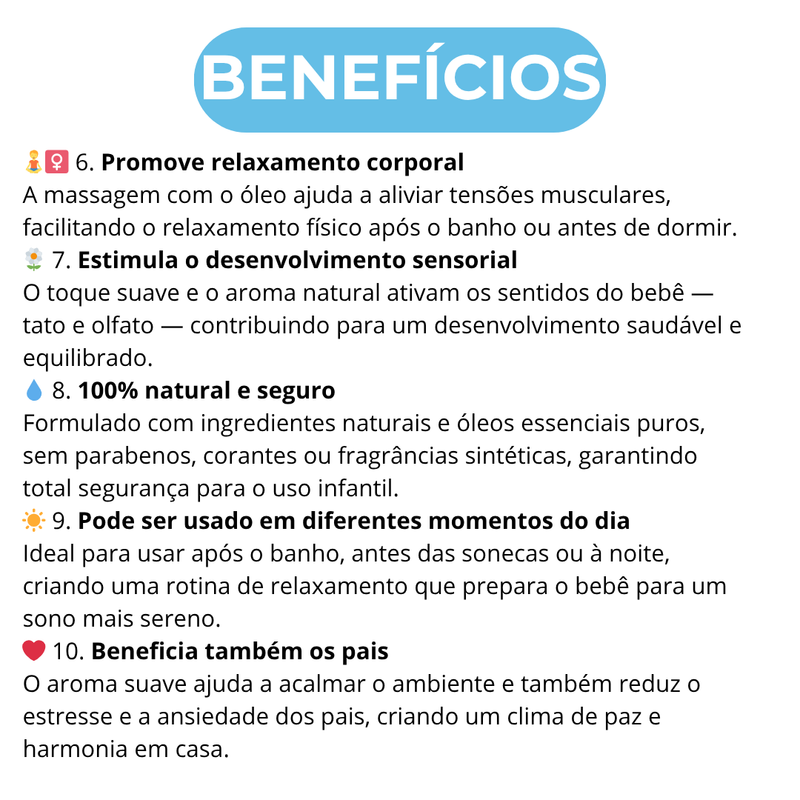 Aromaterapia Infantil Óleos Essenciais - ATÉ 12H DE SONO